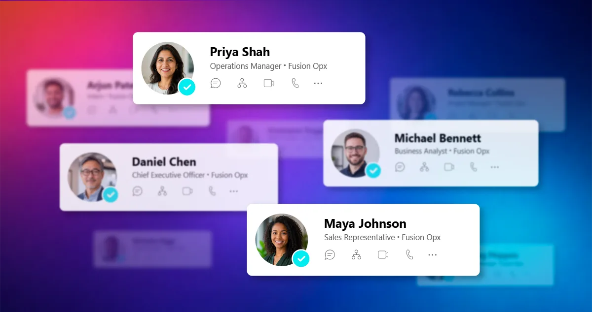 Business contact cards with employee profiles